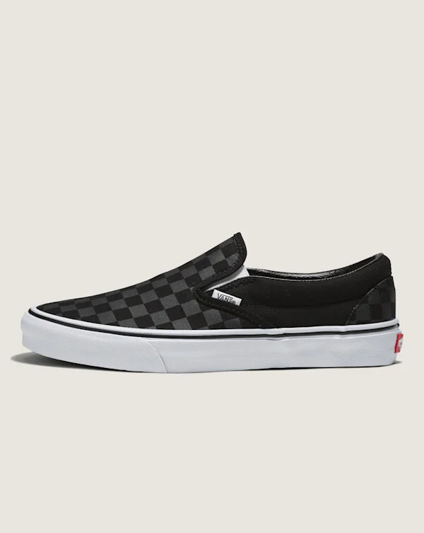 Vans Customs Black Checkerboard Slip-On Wide - 3.5 Boys / 5.0 Women