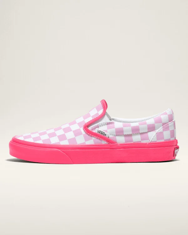 Vans Customs Classic Slip-On Checkerboard Wide Shoes - 3.5 Boys / 5.0 Women