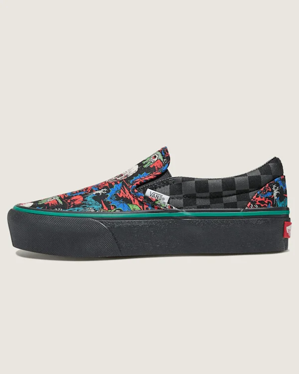 Vans Customs Classic Slip-On Platform Halloween Shoes - 3.5 Boys / 5.0 Women