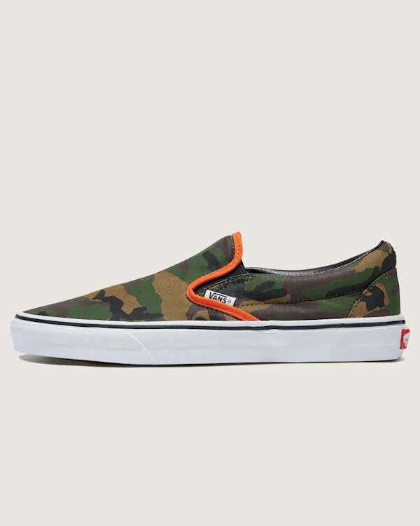 Vans Customs Classic Slip-On Shoes (Jungle Camo Green) - 3.5 Boys / 5.0 Women