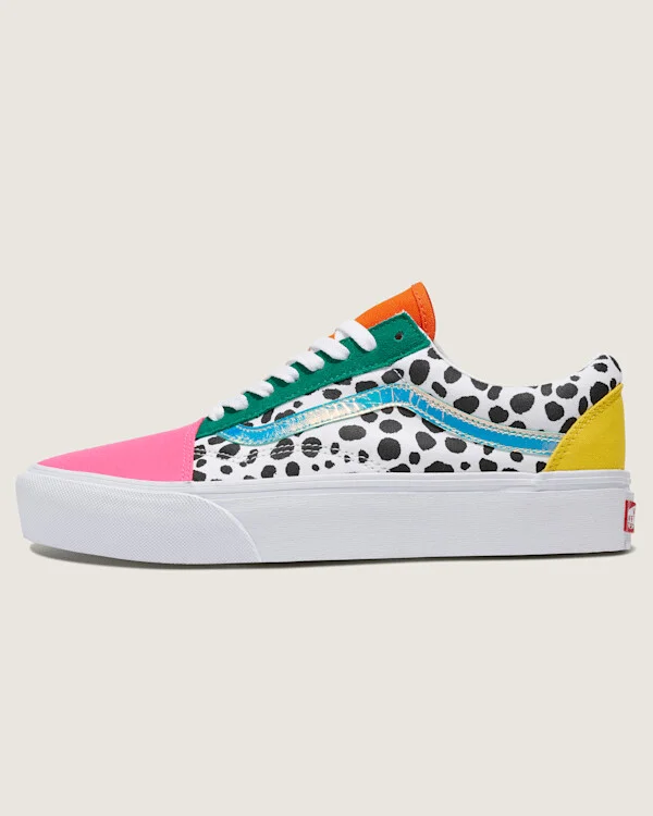 Vans Customs Old Skool Platform Shoes (Pink / White Black) Women - 3.5 Boys 5.0