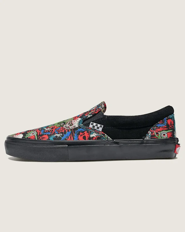 Vans Customs Skate Slip-On Halloween Shoes - 3.5 Boys / 5.0 Women