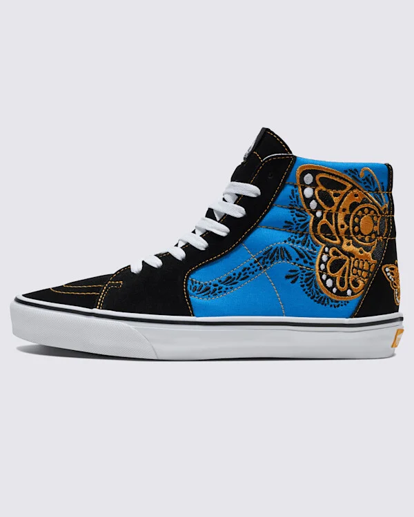 Vans Dia De Muertos Sk8-Hi Shoes (Black / Blue) - 3.5 Boys 5.0 Women