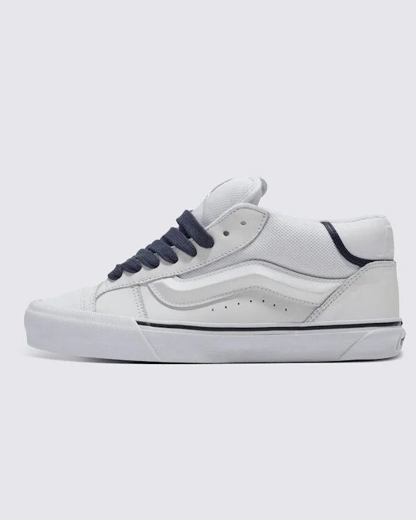 Vans Knu Mid Leather Shoes (White / Navy Blue) - 3.5 Boys 5.0 Women