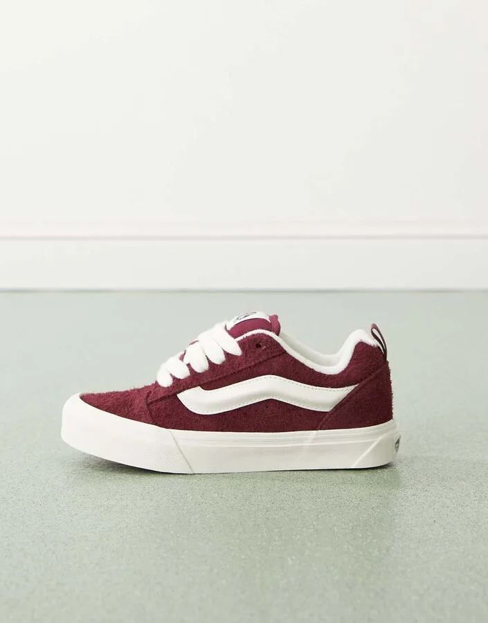 Vans Knu Skool fluffy suede sneakers in maroon - Image 2