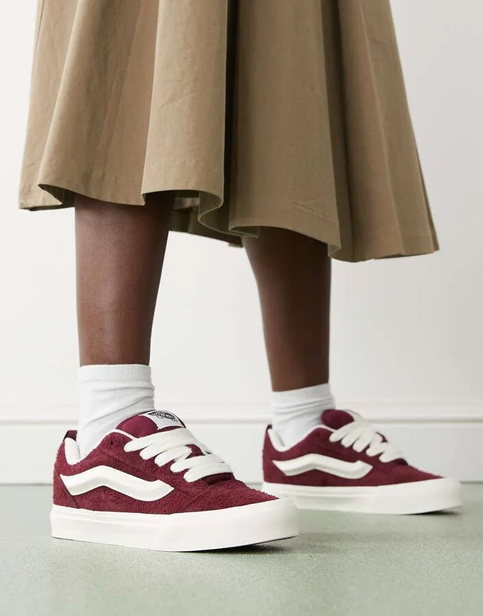 Vans Knu Skool fluffy suede sneakers in maroon