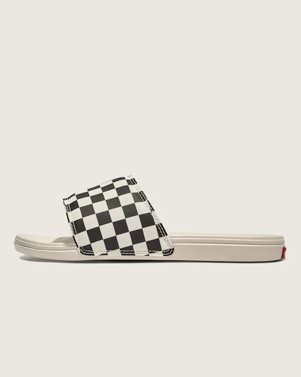 Vans La Costa Checkerboard Slide-On Sandal Shoes (White / Black) - 5.0 Boys 6.5 Women