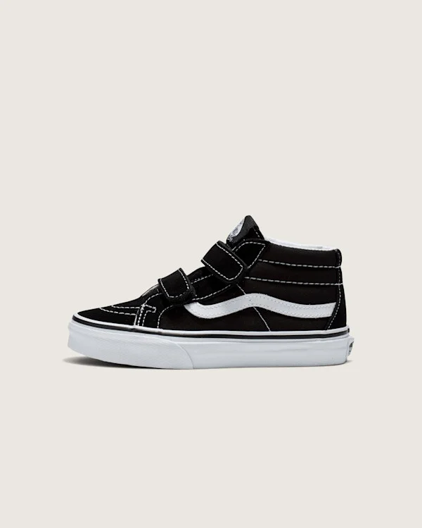 Vans Little Kids Sk8-Mid V Shoes (Black / True White) - 1.0