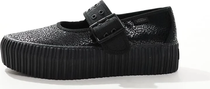 Vans Mary Jane Creeper shoe with snake print detail in black - Image 2