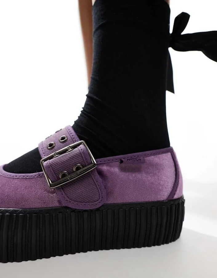 Vans Mary Jane Creeper shoe with strap detail in purple - Image 4