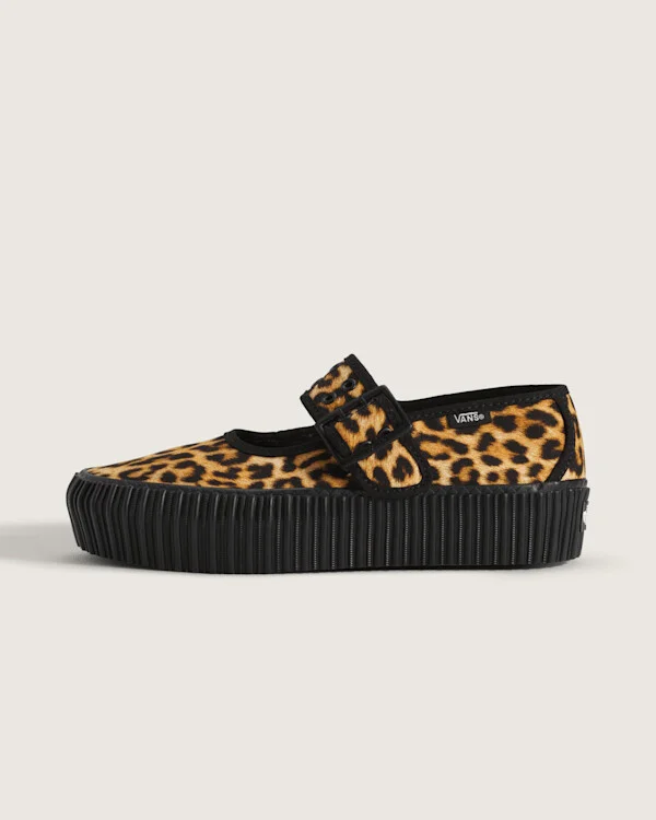 Vans Mary Jane Creeper Shoes (Leopard / Black) - 3.5 Boys 5.0 Women