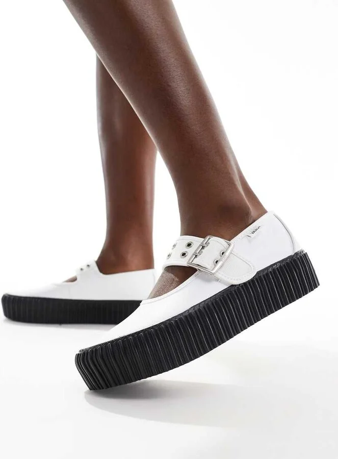 Vans Mary Jane Platform Creepers in white and black - Image 2