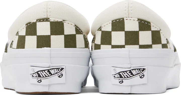Vans Off-White & Green LX Classic Slip-On 98 Sneakers - Image 2