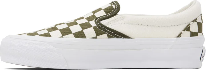Vans Off-White & Green LX Classic Slip-On 98 Sneakers - Image 3