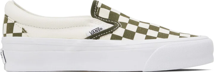Vans Off-White & Green LX Classic Slip-On 98 Sneakers