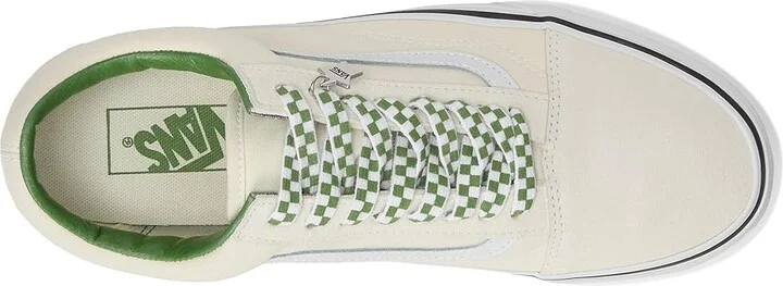 Vans Old Skool Athletic Shoes Marshmallow/Green : Men's 8 - Women's 9.5 Medium, Canvas/Leather/Suede - Image 2