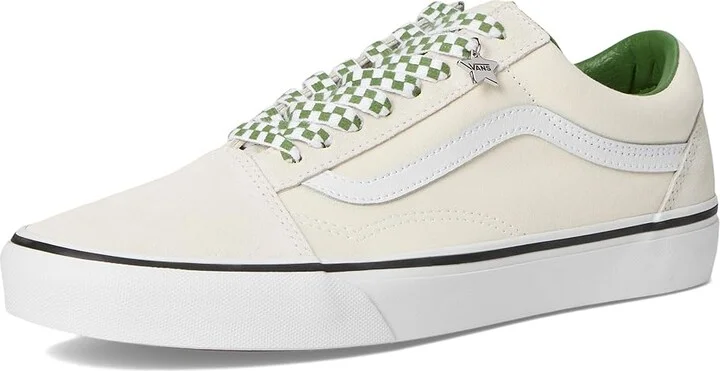 Vans Old Skool Athletic Shoes Marshmallow/Green : Men's 8 - Women's 9.5 Medium, Canvas/Leather/Suede - Image 5