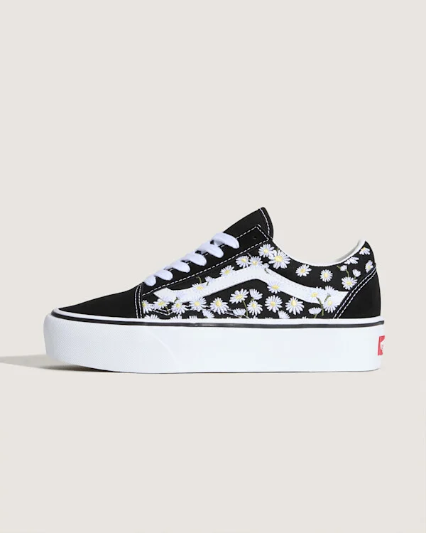 Vans Old Skool Platform Shoes (Black / White) - 3.5 Boys 5.0 Women