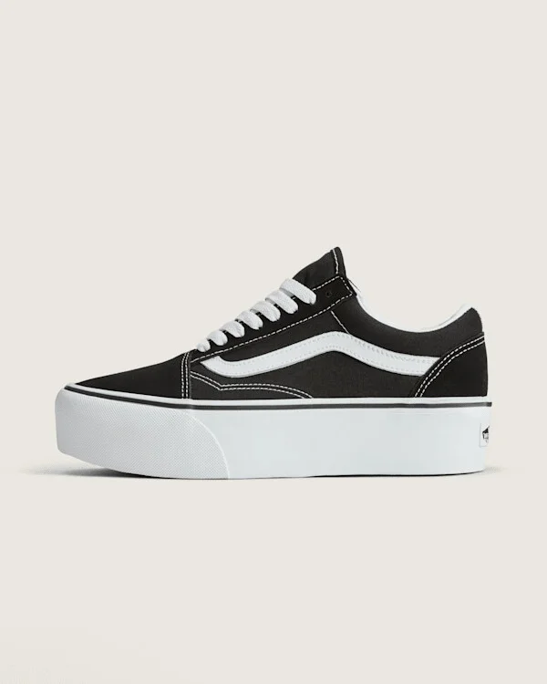 Vans Old Skool Platform Shoes (Black / White) - 3.5 Boys 5.0 Women