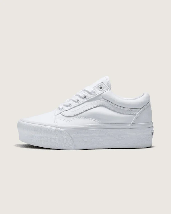 Vans Old Skool Platform Shoes (True White) - 3.5 Boys / 5.0 Women