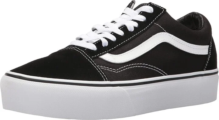 Vans Old Skool Platform Skate Shoes Black/White : Men's 5 - Women's 6.5 Medium, Canvas/Suede - Image 2
