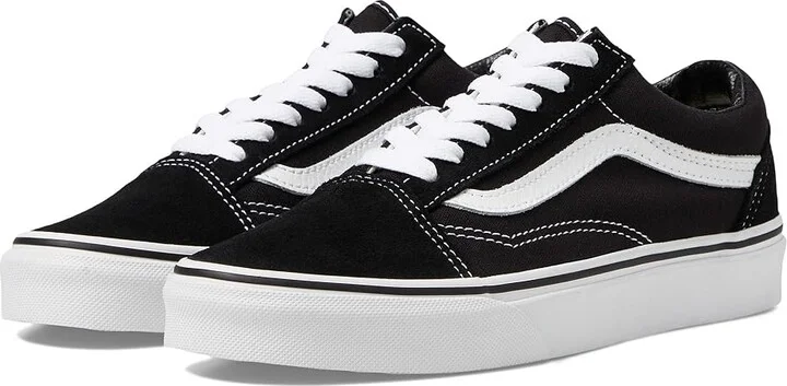 Vans Old Skool Shoes Black/White : Men's 7 - Women's 8.5 Medium, Canvas/Leather/Suede