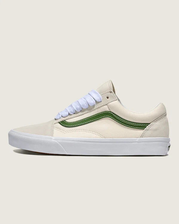 Vans Old Skool Shoes (Marshmallow White / Green) - 5.0 Boys 6.5 Women