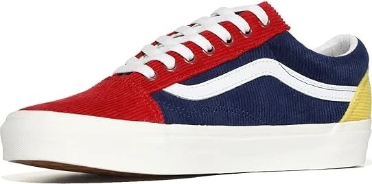 Vans Old Skool Shoes (Mixed Corduroy) Multi/Jungle Green : Men's 5.5 - Women's 7 Medium, Leather/Textile