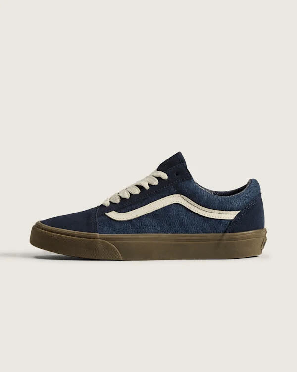 Vans Old Skool Shoes (Navy Blue / Gum) - 7.0 Men 8.5 Women