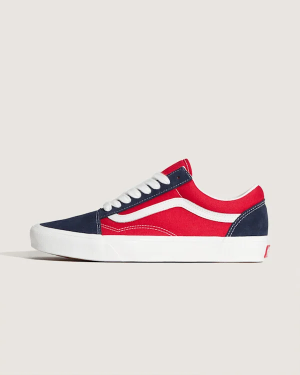 Vans Old Skool Shoes (Navy Blue / Red) - 3.5 Boys 5.0 Women