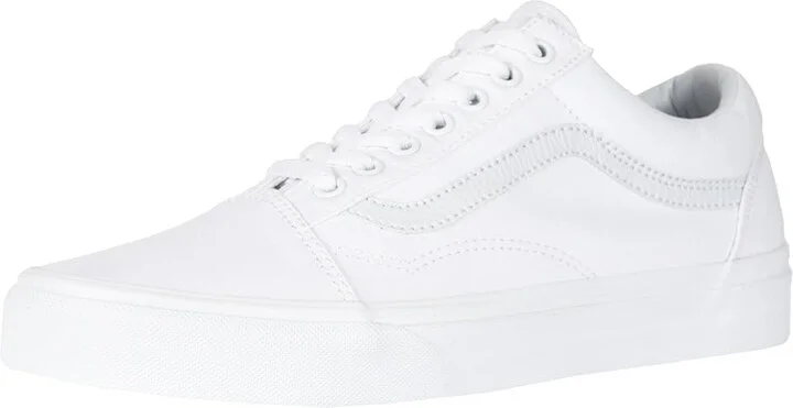 Vans Old Skool Shoes True White : Men's 6.5 - Women's 8 Medium, Canvas/Leather/Suede - Image 2