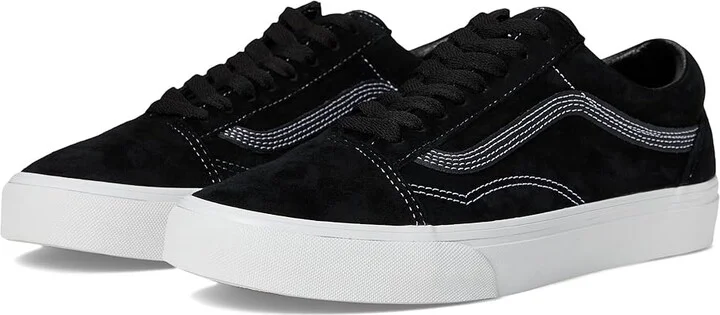Vans Old Skool Skate Shoes Pig Suede Black : Men's 5.5 - Women's 7 Medium, Canvas/Rubber/Suede