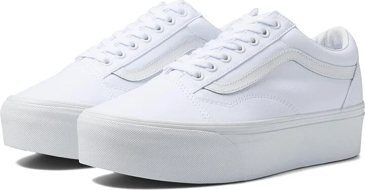 Vans Old Skool Stackform Shoes True White : Men's 3.5 - Women's 5 Medium, Suede/Canvas