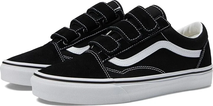 Vans Old Skool V Skate Shoes (Suede/Canvas) Black/True White : Men's 3.5 - Women's 5 Medium, Canvas/Leather/Suede