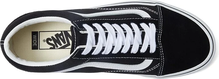 Vans Old Skool Wide Shoes Black/True White : Men's 7 - Women's 8.5 Wide, Canvas/Suede - Image 2
