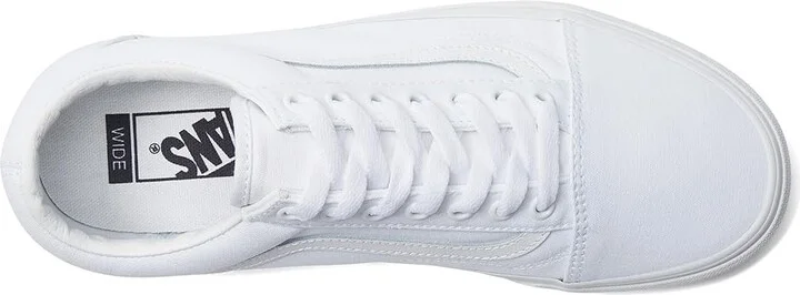 Vans Old Skool Wide Shoes Canvas True White : Men's 5.5 - Women's 7 Wide, Canvas/Suede - Image 2