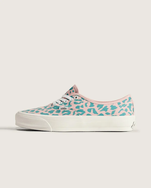 Vans Premium Authentic Shoes (Cheetah Sepia Rose Pink / Blue) - 5.5 Boys 7.0 Women