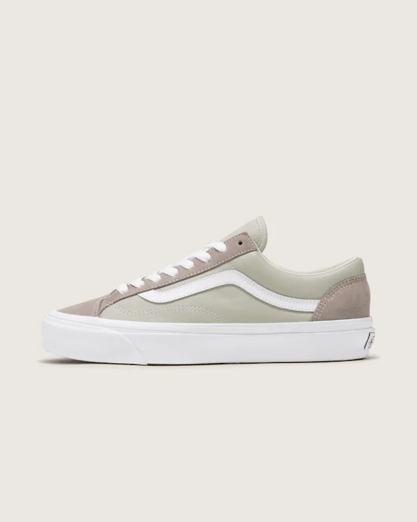 Vans Premium Old Skool Leather Shoes (Atmosphere Grey / Beige) - 3.5 Boys 5.0 Women