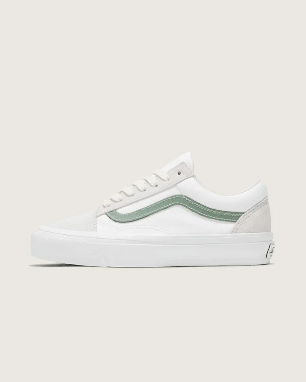 Vans Premium Old Skool Shoes (Santorini Blanc White / Basil Green) - 3.5 Boys 5.0 Women