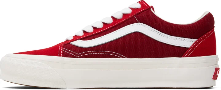 Vans Red Premium Old Skool Suede Sneakers - Image 3