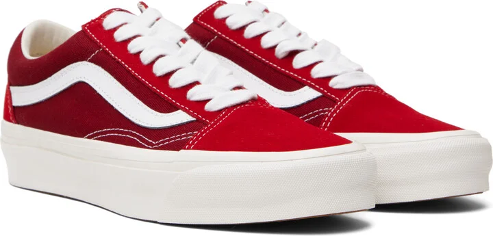 Vans Red Premium Old Skool Suede Sneakers - Image 4