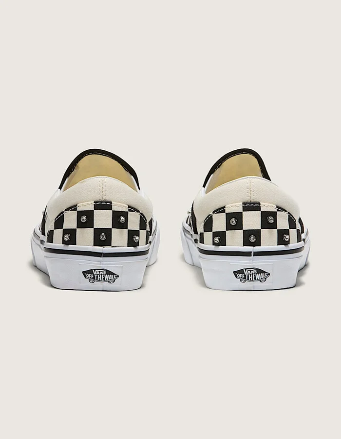 VANS Rhinestone Classic Checkerboard Womens Slip-On Shoes - Image 4