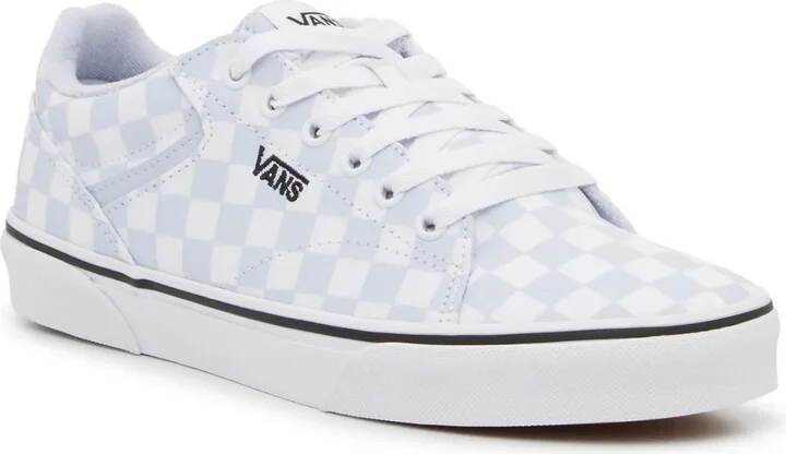 White/Light Blue Checkerboard Print