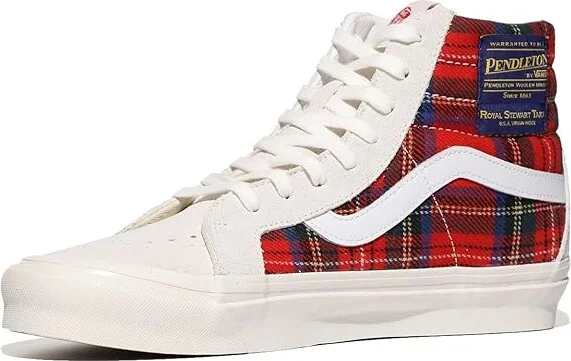 Vans Sk8-Hi 38 DX Athletic Shoes (Anaheim Factory) Pendleton/Royal Stewart Tartan : Men's 4.5 - Women's 6 Medium, Leather/Textile