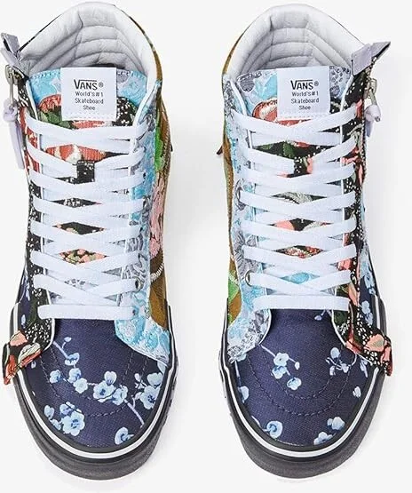 Vans SK8-Hi Reissue Cap (Florals) Women's Shoes Brocade/Black : 7.5 B - Medium, Suede/Canvas - Image 7