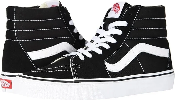 Vans SK8-Hi Shoes Black/White : Men's 6.5 - Women's 8 Medium, Canvas/Leather/Suede