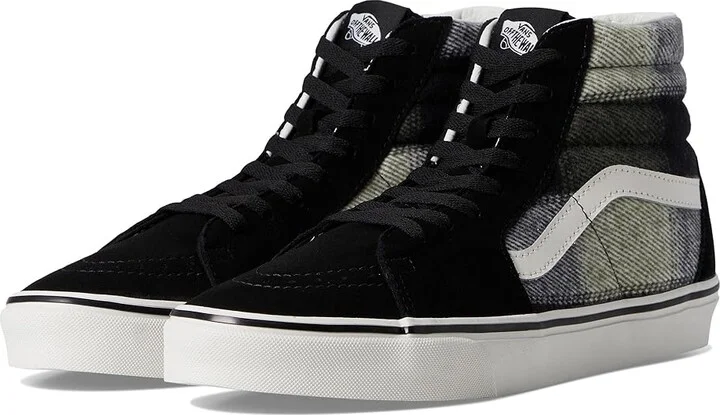 Vans Sk8-Hi Skate Shoes Brushed Plaid Olive/Black : Men's 5 - Women's 6.5 Medium, Rubber