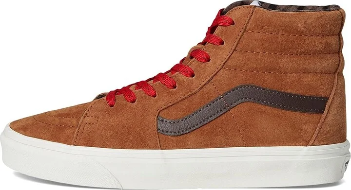 Vans Sk8-Hi Skate Shoes Pig Suede Plaid Glazed Ginger : Men's 6 - Women's 7.5 Medium, Canvas/Rubber/Suede - Image 6