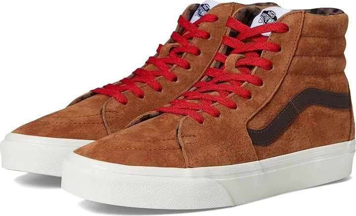 Vans Sk8-Hi Skate Shoes Pig Suede Plaid Glazed Ginger : Men's 6 - Women's 7.5 Medium, Canvas/Rubber/Suede