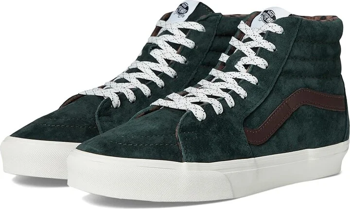 Vans Sk8-Hi Skate Shoes Pig Suede Plaid Scarab : Men's 4.5 - Women's 6 Medium, Canvas/Rubber/Suede